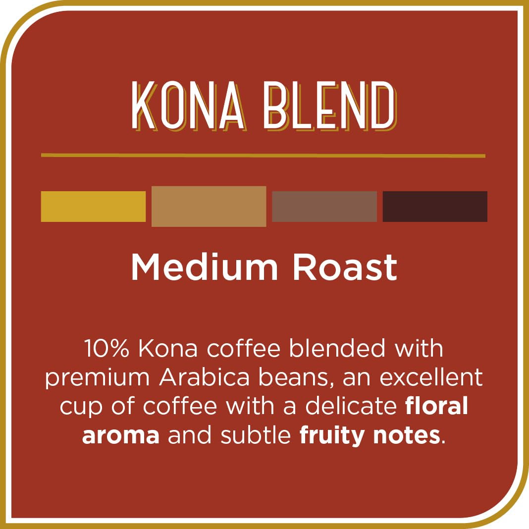 Kona Blend Coffee - 100 K-Cup Compatible Single-Serve Pods - 10% Kona - Recyclable through Terracycle - Compatible with Keurig Brewers