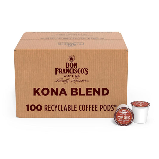 Kona Blend Coffee - 100 K-Cup Compatible Single-Serve Pods - 10% Kona - Recyclable through Terracycle - Compatible with Keurig Brewers